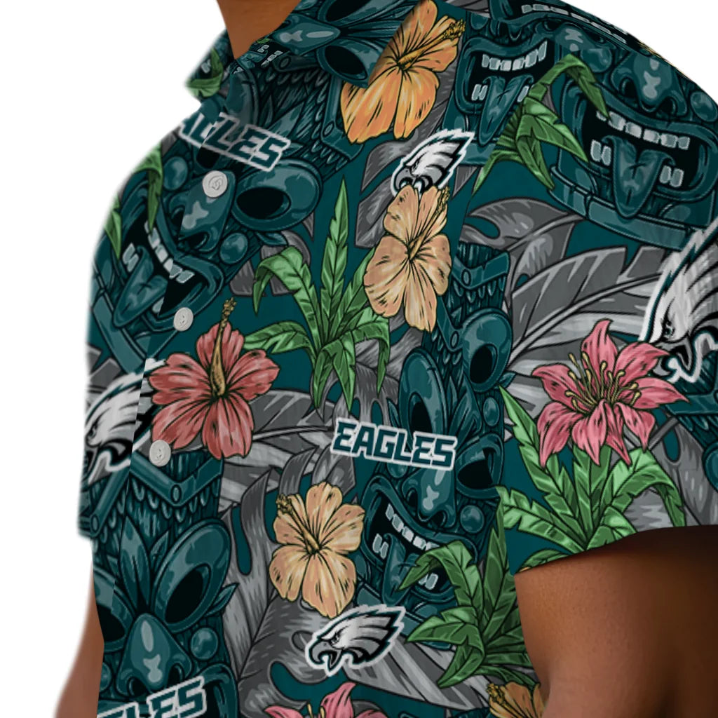 Philadelphia Eagles Hawaiian Shirt - Hibiscus Tiki Jungle | Moonbestprint