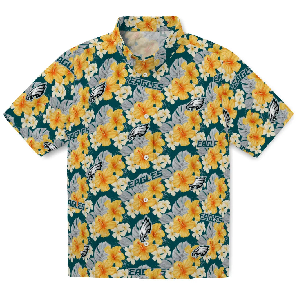 Philadelphia Eagles Hawaiian Shirt - Hibiscus Tropics | Moonbestprint
