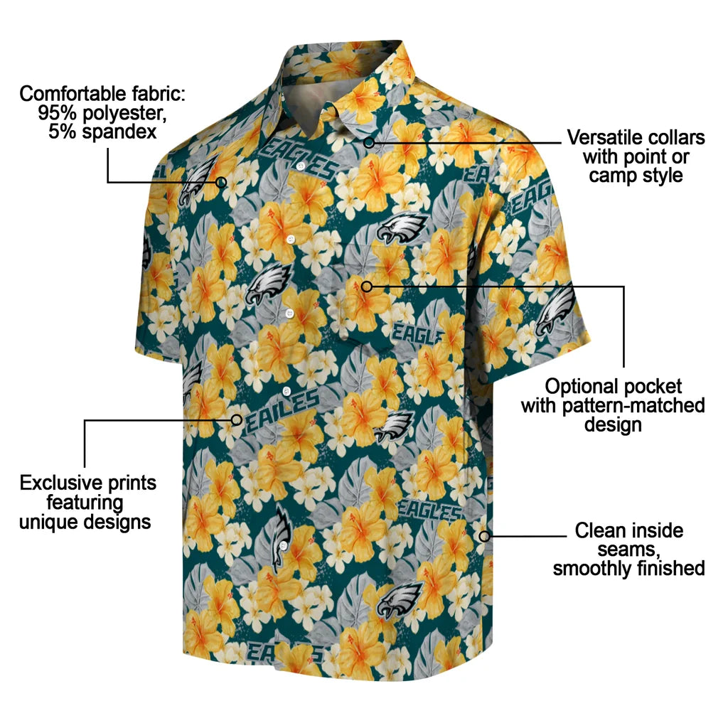 Philadelphia Eagles Hawaiian Shirt - Hibiscus Tropics | Moonbestprint