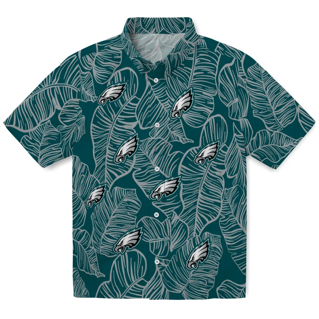 Philadelphia Eagles Hawaiian Shirt - Leaf Outline | Moonbestprint