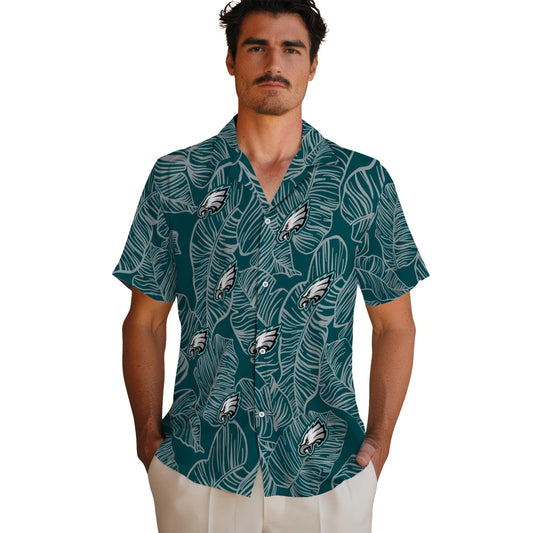 Philadelphia Eagles Hawaiian Shirt - Leaf Outline | Moonbestprint