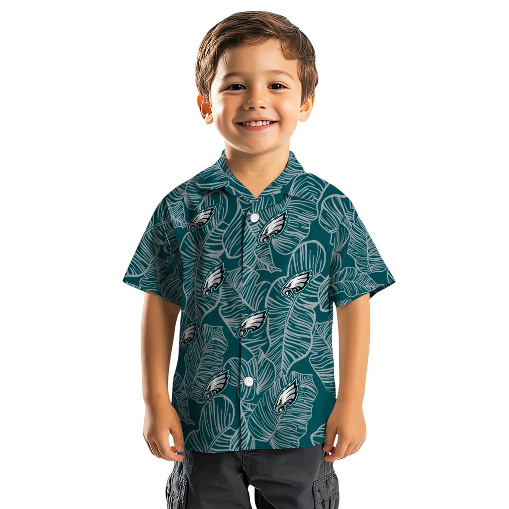 Philadelphia Eagles Hawaiian Shirt - Leaf Outline | Moonbestprint