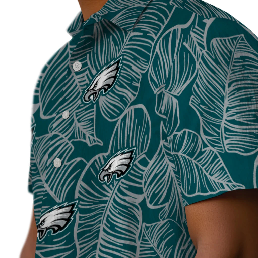Philadelphia Eagles Hawaiian Shirt - Leaf Outline | Moonbestprint