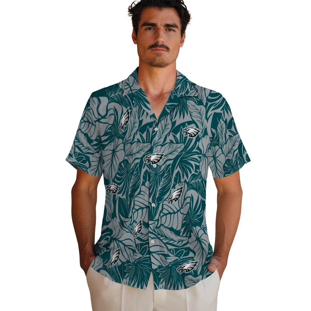 Philadelphia Eagles Hawaiian Shirt - Monstera Layer | Moonbestprint