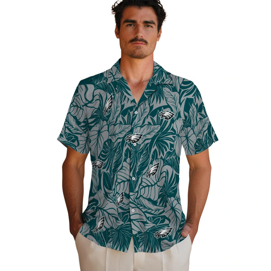 Philadelphia Eagles Hawaiian Shirt - Monstera Layer | Moonbestprint