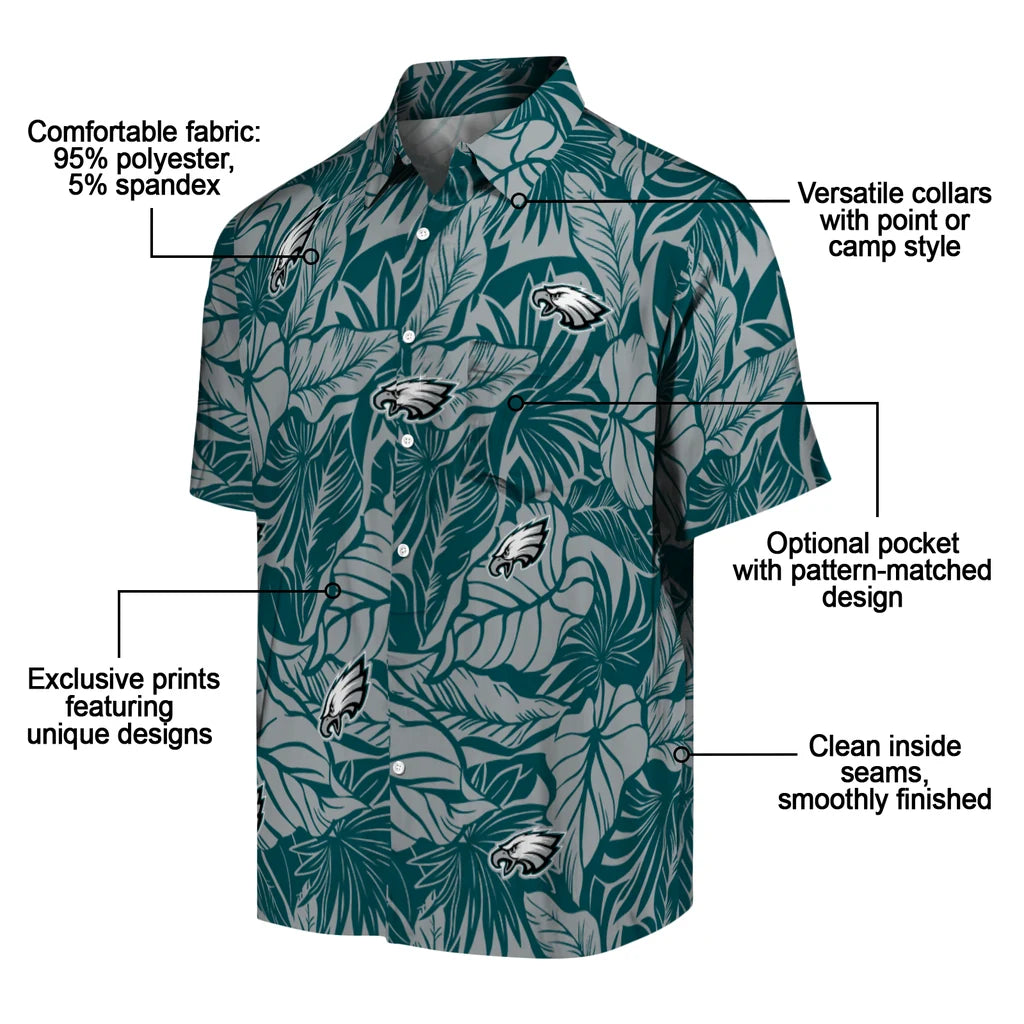 Philadelphia Eagles Hawaiian Shirt - Monstera Layer | Moonbestprint