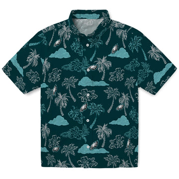 Philadelphia Eagles Hawaiian Shirt - Palm And Clouds | Moonbestprint