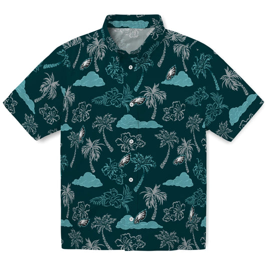Philadelphia Eagles Hawaiian Shirt - Palm And Clouds | Moonbestprint