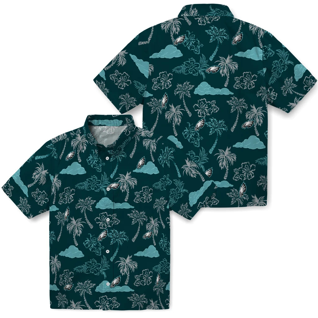 Philadelphia Eagles Hawaiian Shirt - Palm And Clouds | Moonbestprint