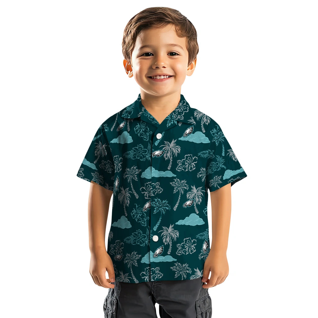 Philadelphia Eagles Hawaiian Shirt - Palm And Clouds | Moonbestprint