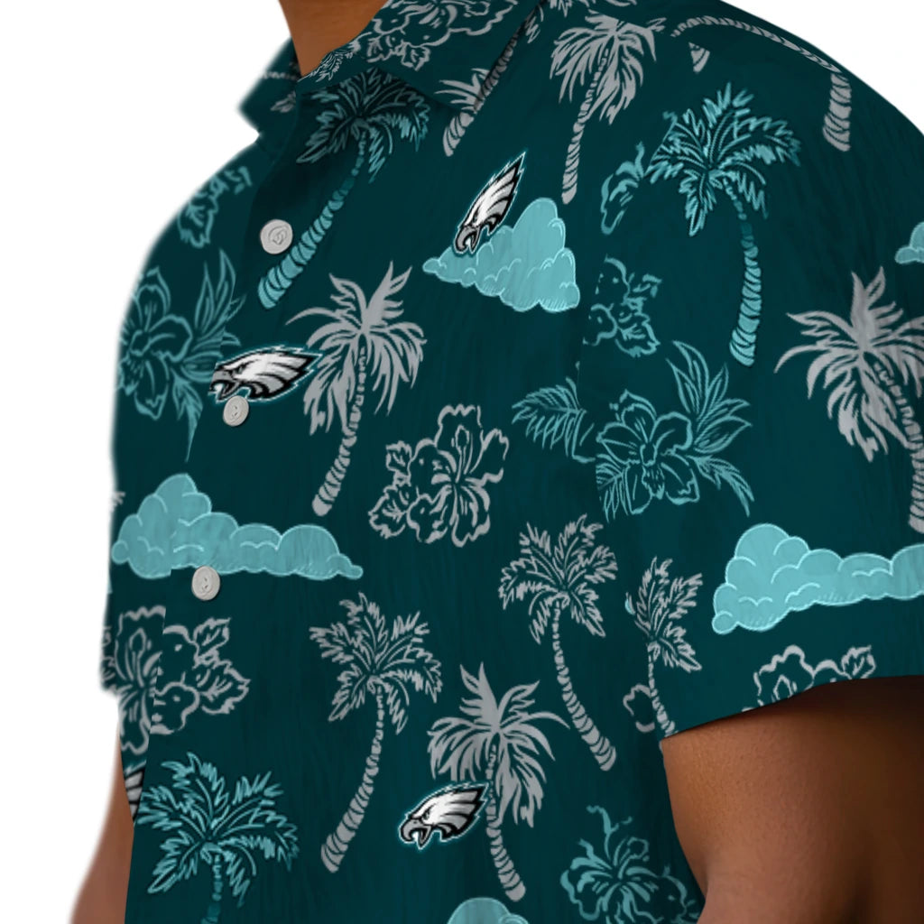 Philadelphia Eagles Hawaiian Shirt - Palm And Clouds | Moonbestprint