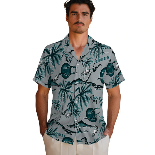 Philadelphia Eagles Hawaiian Shirt - Palm Sunset | Moonbestprint