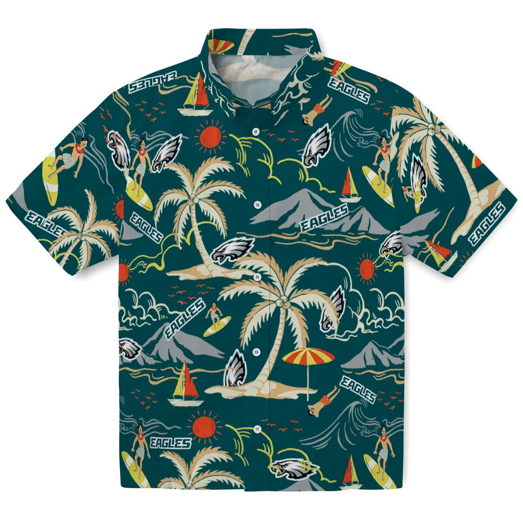 Philadelphia Eagles Hawaiian Shirt - Palm Tree Island | Moonbestprint