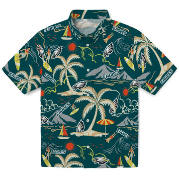Philadelphia Eagles Hawaiian Shirt - Palm Tree Island | Moonbestprint