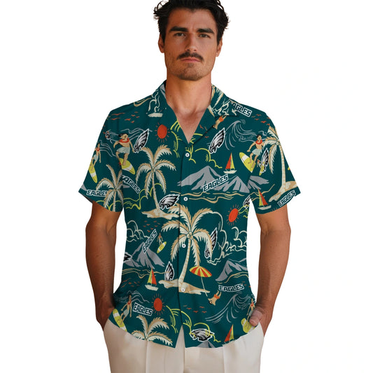 Philadelphia Eagles Hawaiian Shirt - Palm Tree Island | Moonbestprint