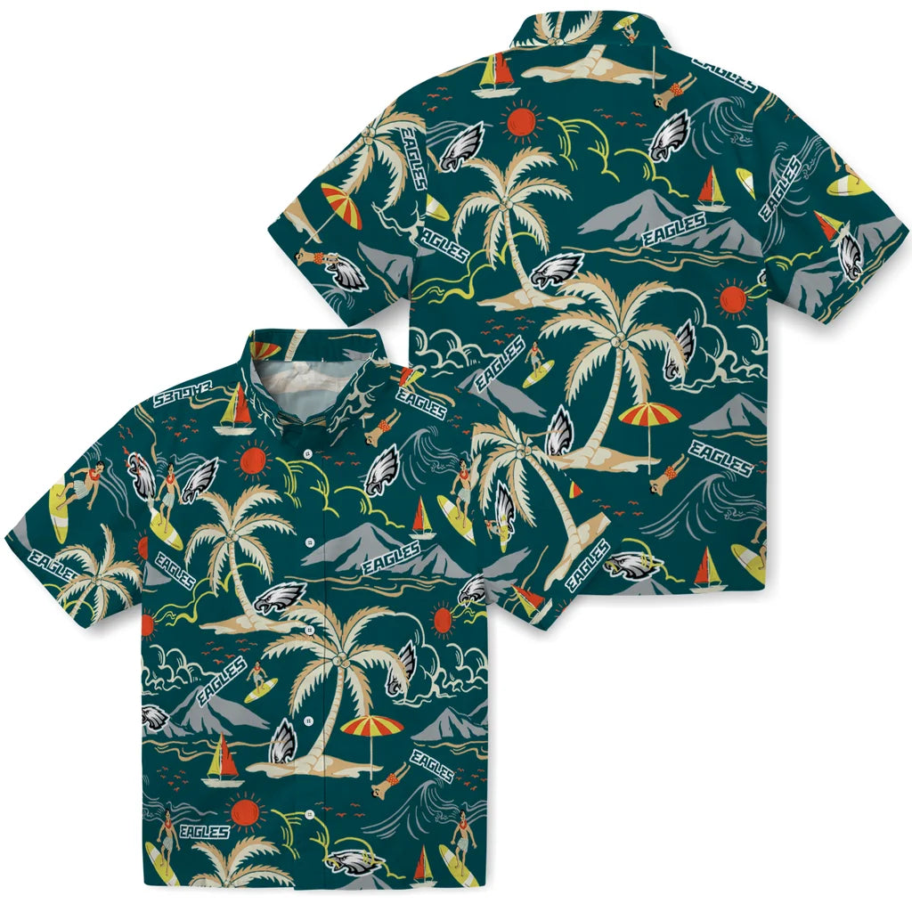 Philadelphia Eagles Hawaiian Shirt - Palm Tree Island | Moonbestprint