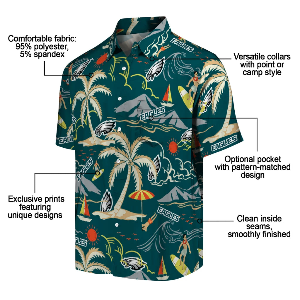 Philadelphia Eagles Hawaiian Shirt - Palm Tree Island | Moonbestprint