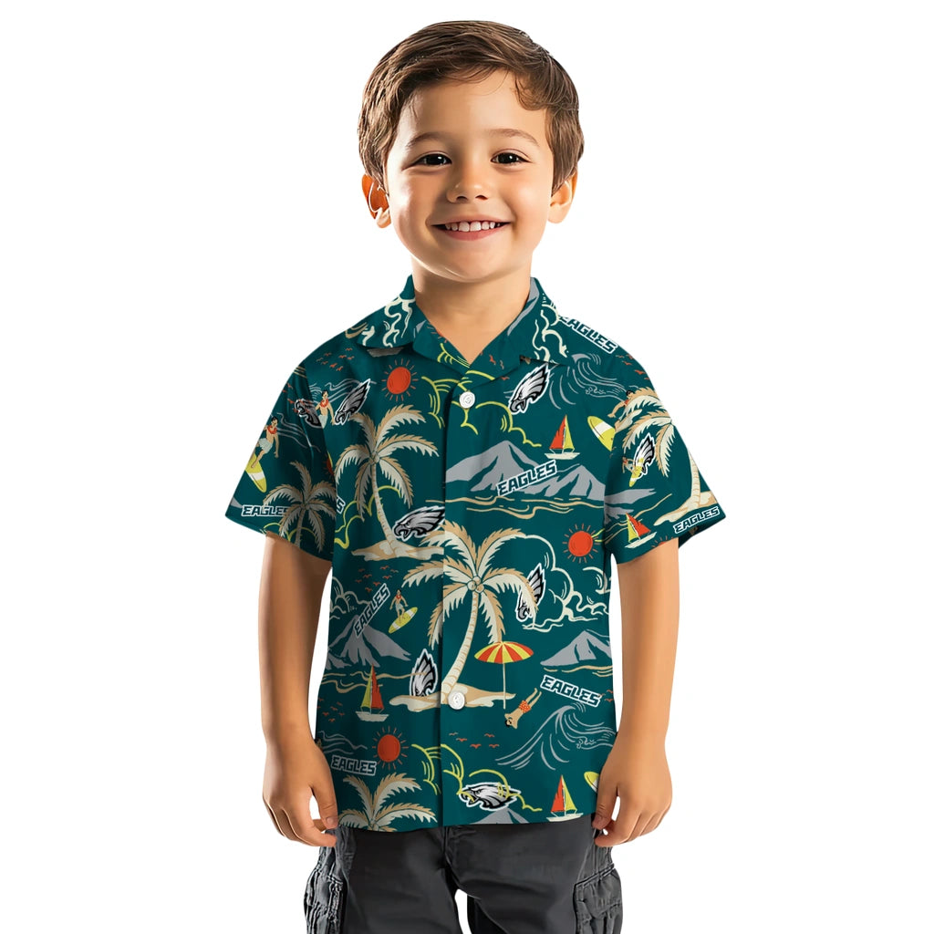 Philadelphia Eagles Hawaiian Shirt - Palm Tree Island | Moonbestprint