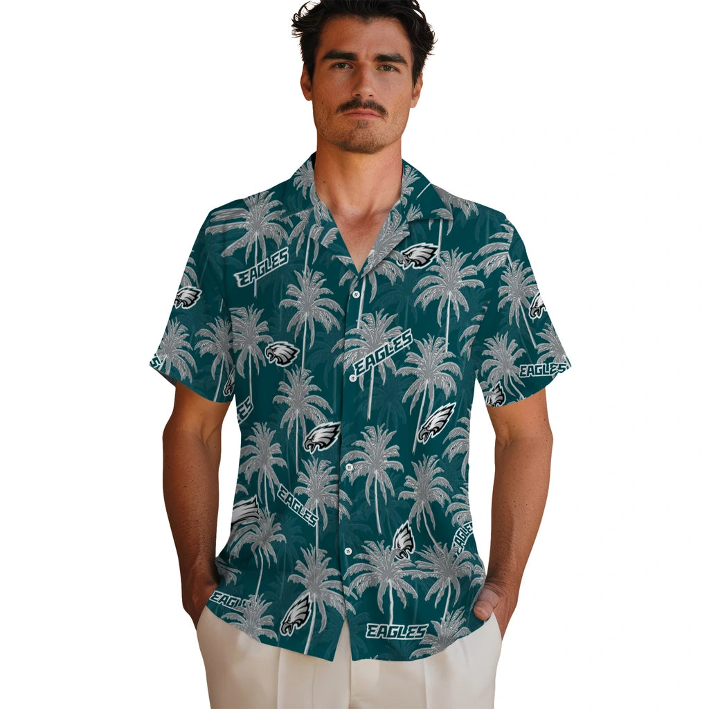 Philadelphia Eagles Hawaiian Shirt - Palm Tree Motif | Moonbestprint