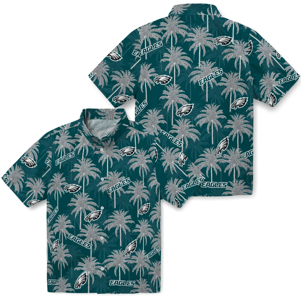 Philadelphia Eagles Hawaiian Shirt - Palm Tree Motif | Moonbestprint