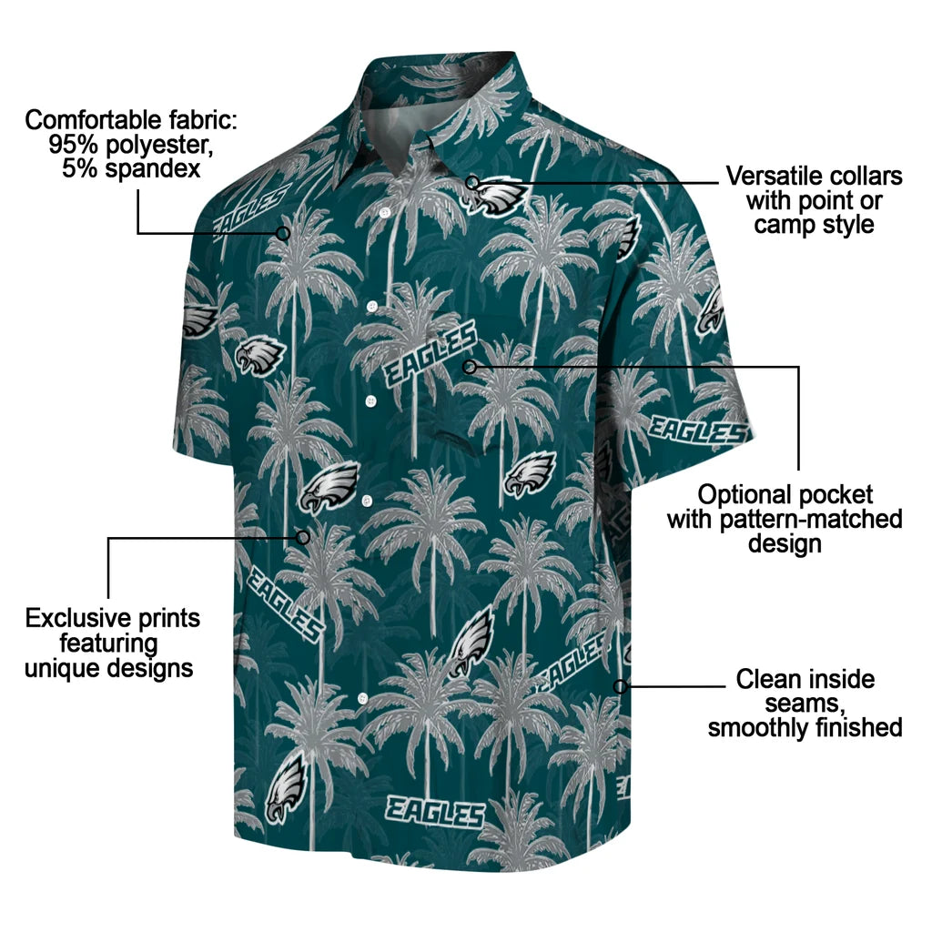 Philadelphia Eagles Hawaiian Shirt - Palm Tree Motif | Moonbestprint
