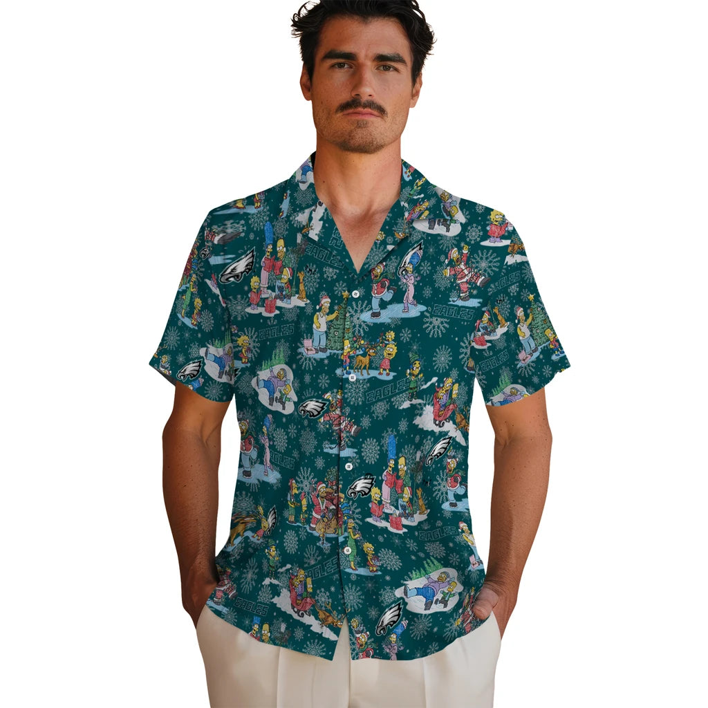 Philadelphia Eagles Hawaiian Shirt - Simpsons Christmas | Moonbestprint