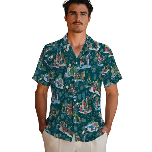Philadelphia Eagles Hawaiian Shirt - Simpsons Christmas | Moonbestprint