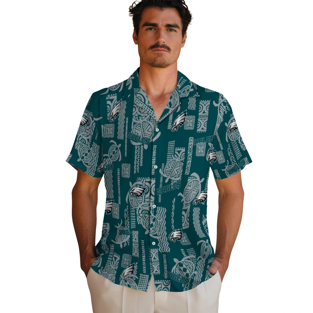 Philadelphia Eagles Hawaiian Shirt - Turtle Lines | Moonbestprint