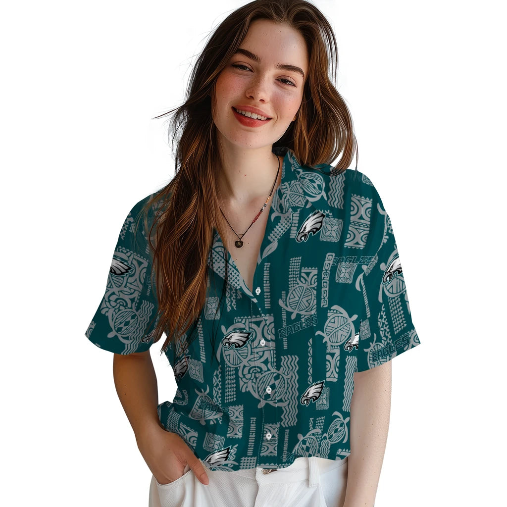 Philadelphia Eagles Hawaiian Shirt - Turtle Lines | Moonbestprint