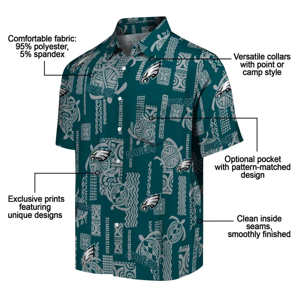 Philadelphia Eagles Hawaiian Shirt - Turtle Lines | Moonbestprint