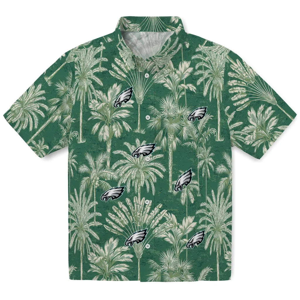 Philadelphia Eagles Hawaiian Shirt - Vintage Palm Tree | Moonbestprint
