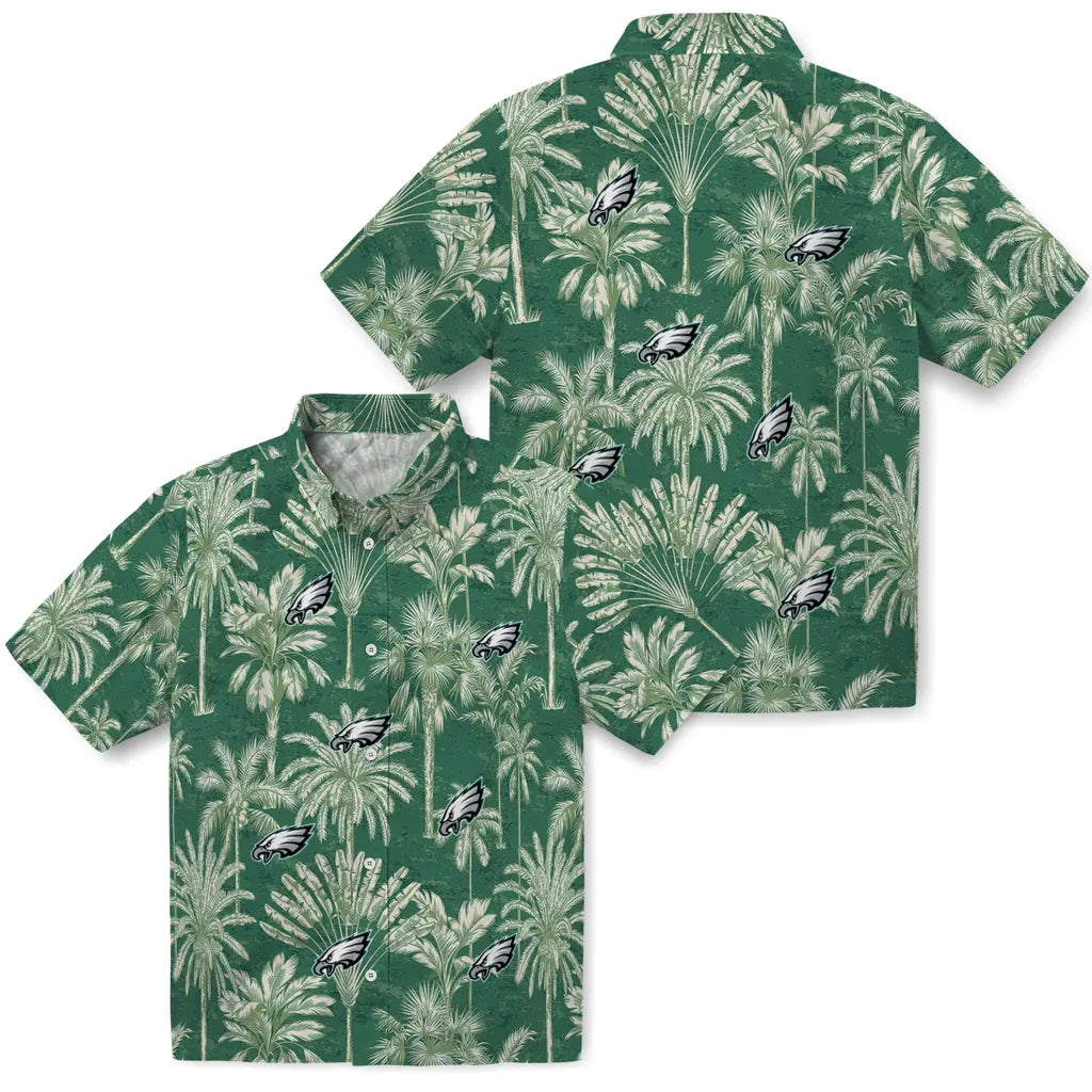 Philadelphia Eagles Hawaiian Shirt - Vintage Palm Tree | Moonbestprint