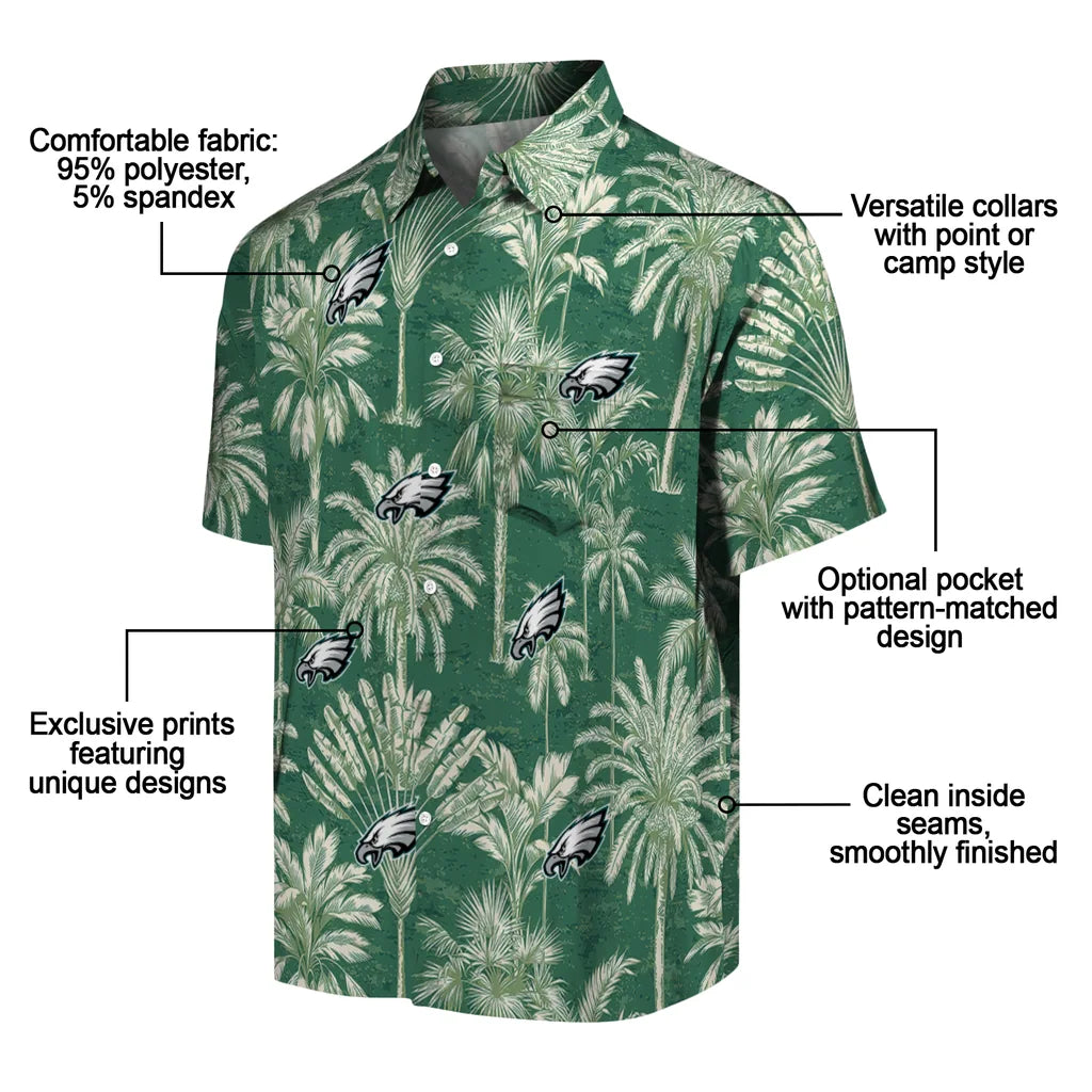 Philadelphia Eagles Hawaiian Shirt - Vintage Palm Tree | Moonbestprint
