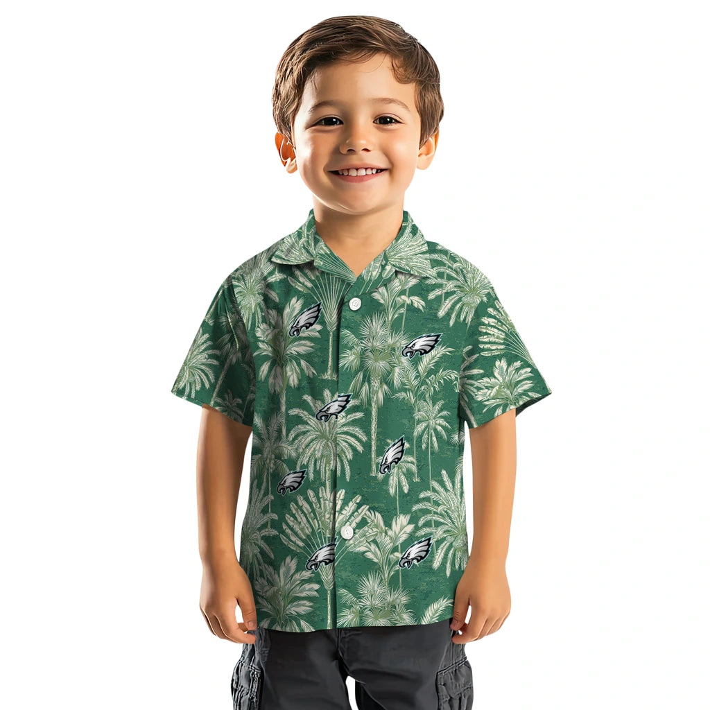 Philadelphia Eagles Hawaiian Shirt - Vintage Palm Tree | Moonbestprint