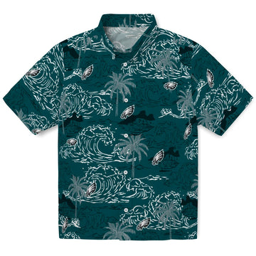 Philadelphia Eagles Hawaiian Shirt - Wave Palm | Moonbestprint