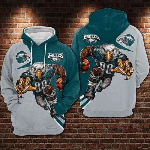 Philadelphia Eagles Mascot NFL 3D All Over Print Hoodie -Moonbestprint