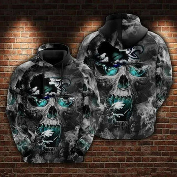 Philadelphia Eagles Skull NFL 3D All Over Print Hoodie -Moonbestprint