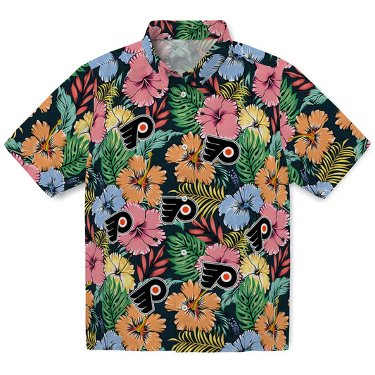 Philadelphia Flyers Hawaiian Shirt - Brilliant Hibiscus Garden | Moonbestprint