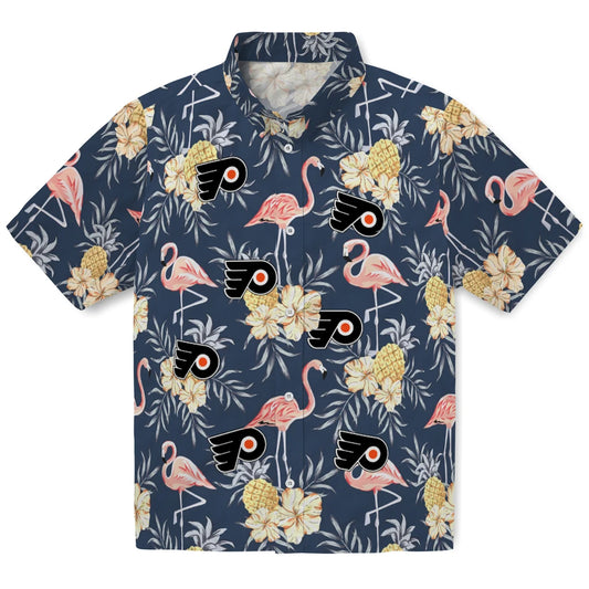 Philadelphia Flyers Hawaiian Shirt - Flamingo Hibiscus | Moonbestprint