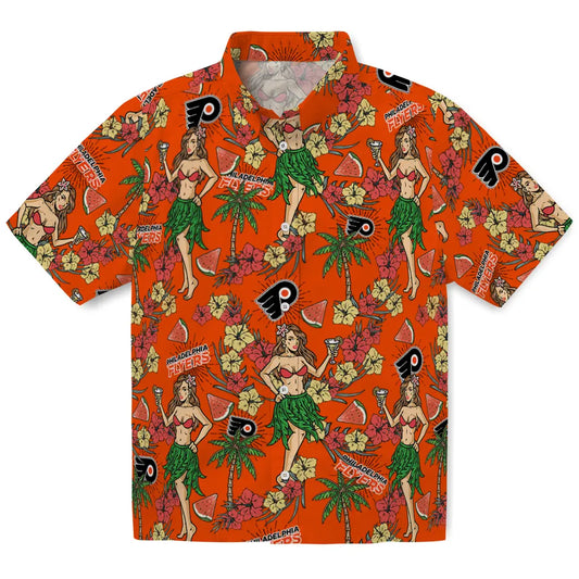 Philadelphia Flyers Hawaiian Shirt - Hawaiian Girls Design | Moonbestprint