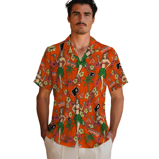 Philadelphia Flyers Hawaiian Shirt - Hawaiian Girls Design | Moonbestprint