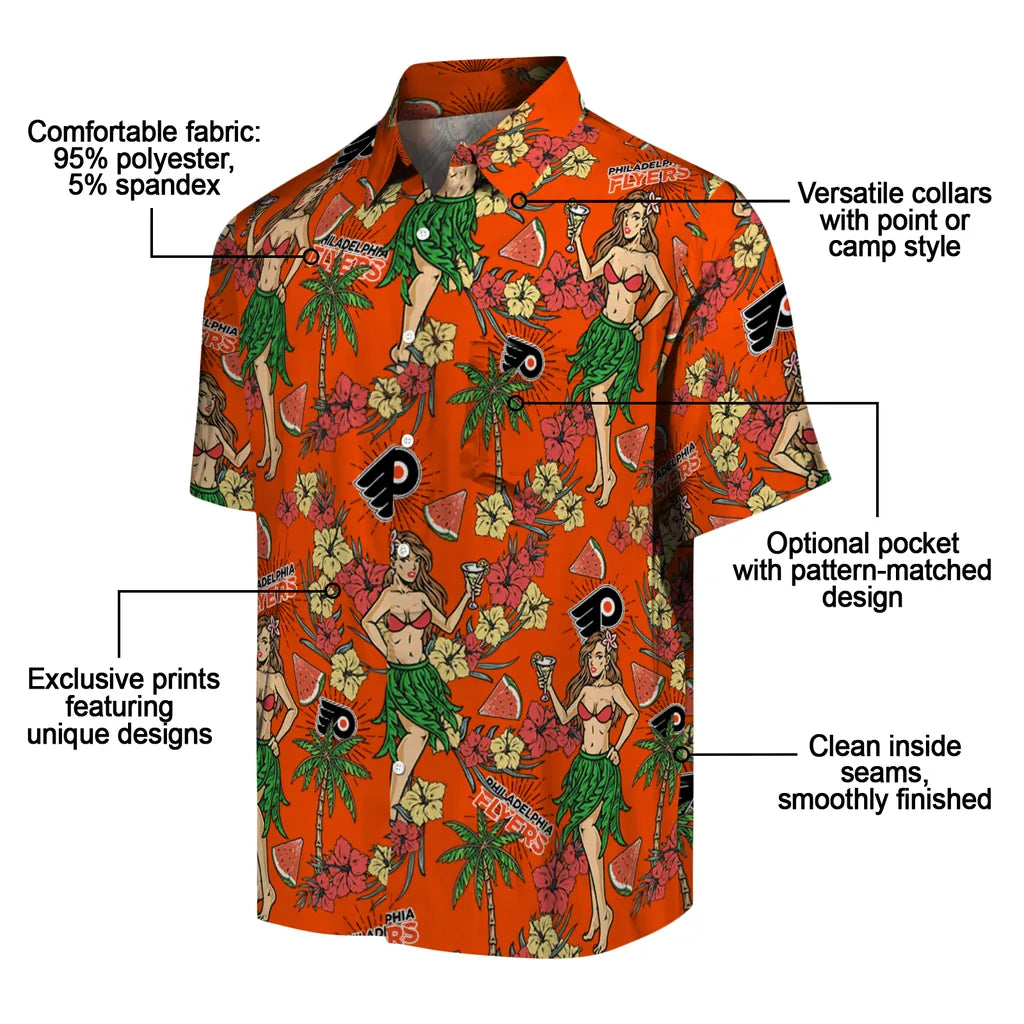 Philadelphia Flyers Hawaiian Shirt - Hawaiian Girls Design | Moonbestprint
