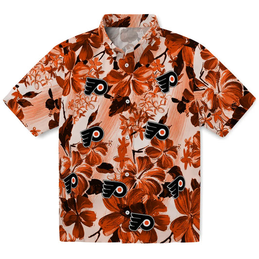 Philadelphia Flyers Hawaiian Shirt - Hibiscus Arrangement | Moonbestprint