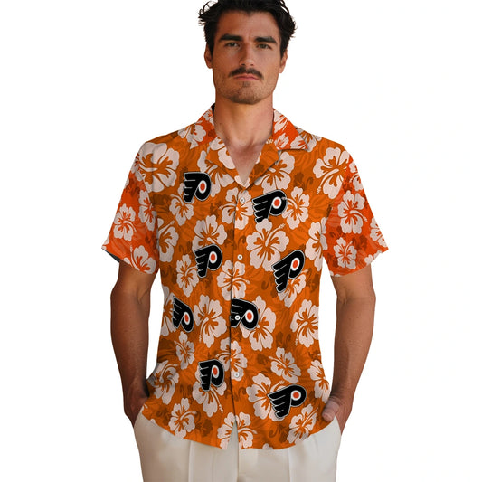 Philadelphia Flyers Hawaiian Shirt - Hibiscus Cluster | Moonbestprint