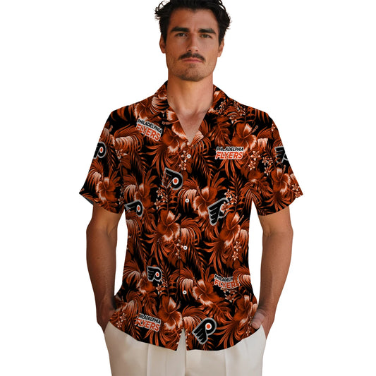 Philadelphia Flyers Hawaiian Shirt - Hibiscus Exotic | Moonbestprint