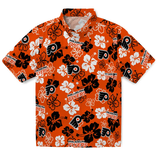 Philadelphia Flyers Hawaiian Shirt - Hibiscus Flower Design | Moonbestprint