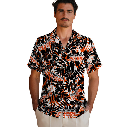 Philadelphia Flyers Hawaiian Shirt - Hibiscus Overlay | Moonbestprint