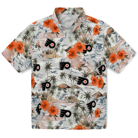 Philadelphia Flyers Hawaiian Shirt - Hibiscus Seaside | Moonbestprint