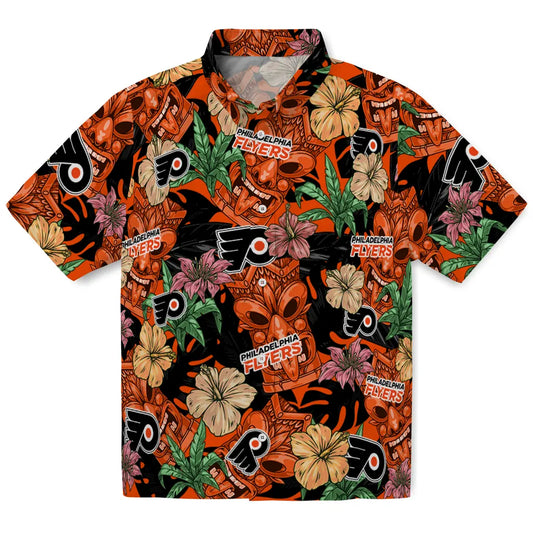 Philadelphia Flyers Hawaiian Shirt - Hibiscus Tiki Jungle | Moonbestprint