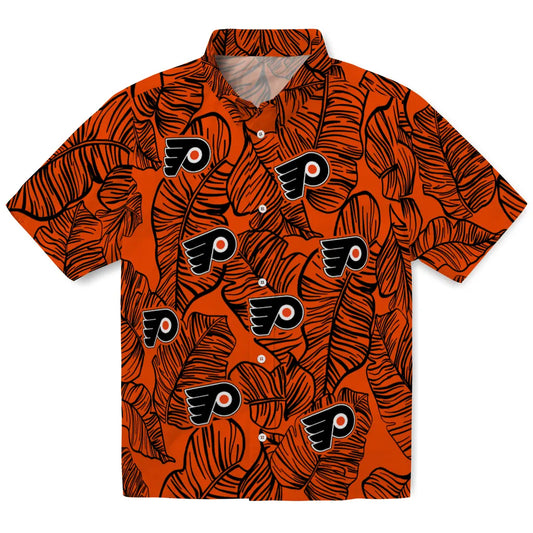 Philadelphia Flyers Hawaiian Shirt - Leaf Outline | Moonbestprint